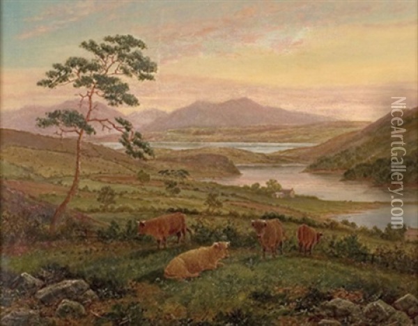Seelandschaft Mit Rindern Oil Painting - Albert Dunington