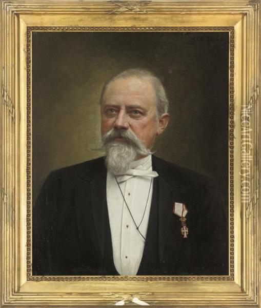 Portrait Of A Gentleman, Bust-length, In Evening Dress Oil Painting - Hans Christian Jensen