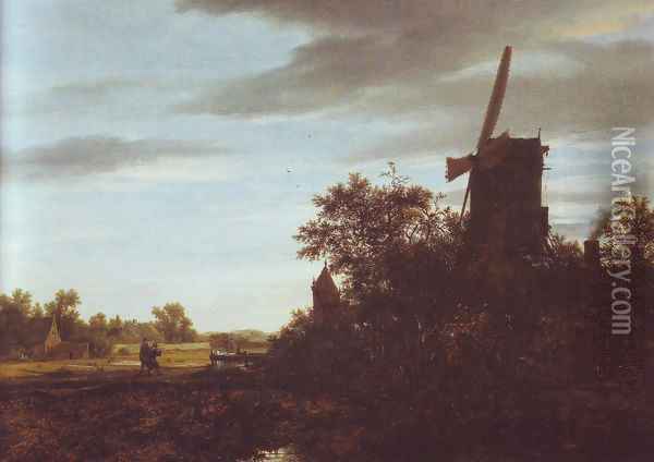 A windmill near fields Oil Painting - Jacob Van Ruisdael