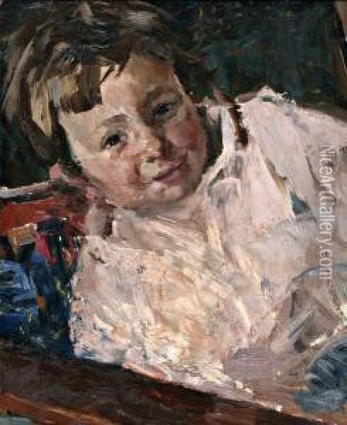 Kinderportret Van Erna Siegel Oil Painting - Albert Roelofs