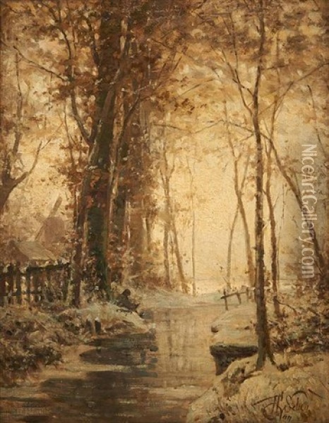 Paysage Enneige Oil Painting - Henri van Seben