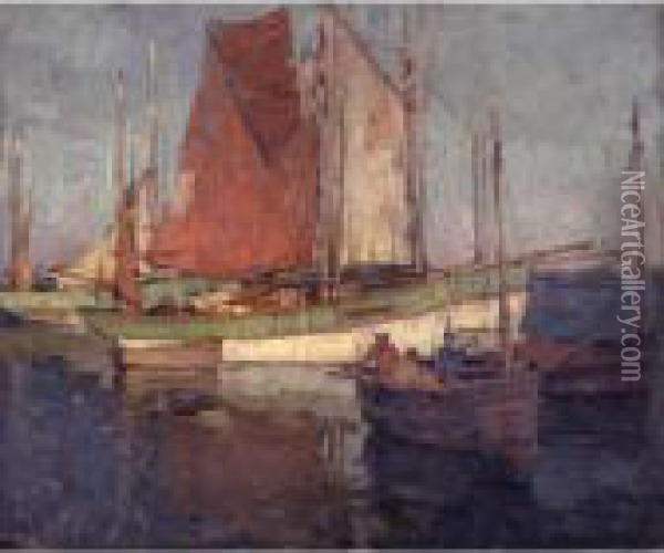 A Quiet Harbor Oil Painting - Edgar Alwin Payne