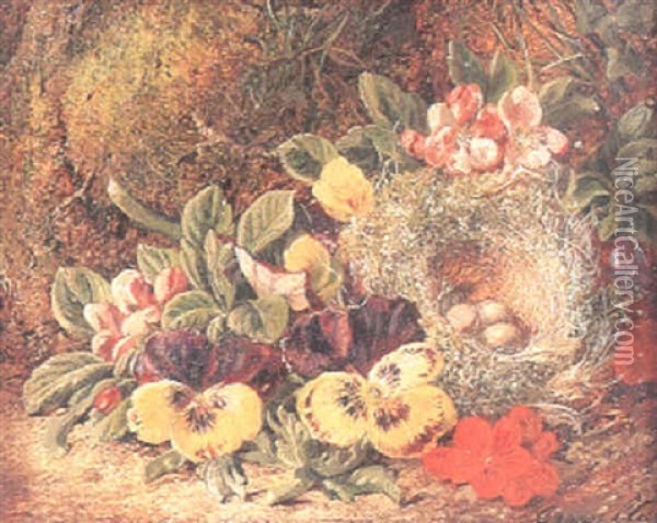 Stilleben Med Blommor Och Fagelbo Oil Painting - George Clare