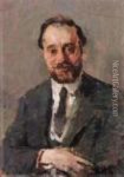 Ritratto D'uomo Con Cravatta Oil Painting - Luigi Crisconio