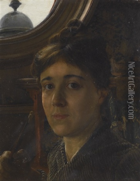 Self-portrait Oil Painting - Anna Alma-Tadema