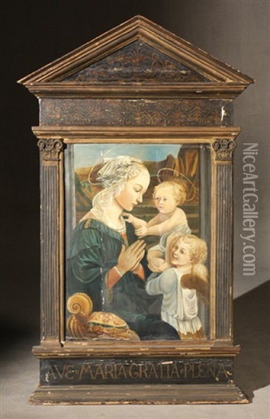 Madonna With Christ Child And Angel Oil Painting - Filippo (Filippino) Lippi