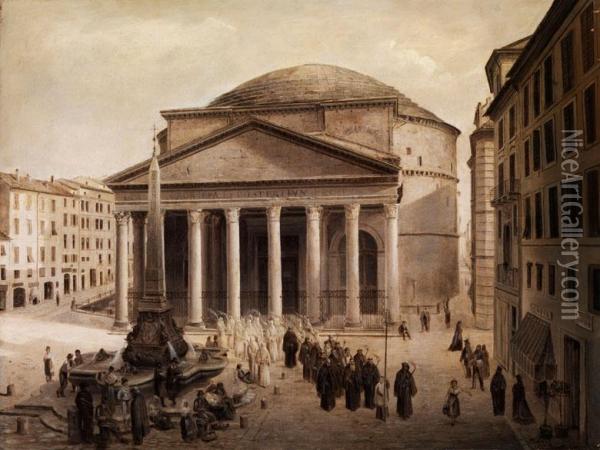 Das Pantheon In Rom Oil Painting - Josef Langl