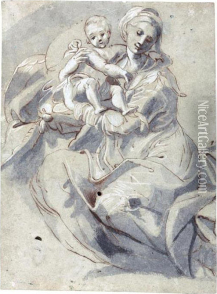 Madonna And Child Oil Painting - Girolamo Mazzola Bedoli