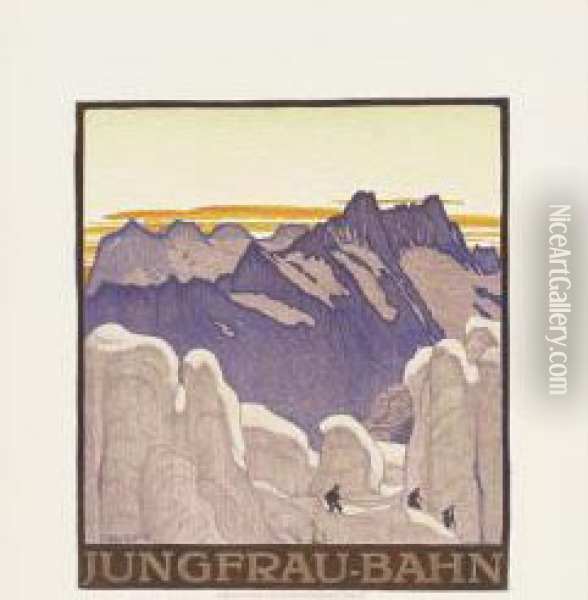 Jungfrau-bahn Oil Painting - Emil Cardinaux