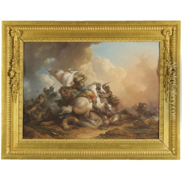 A Cavalry Battle Oil Painting - Philip James de Loutherbourg