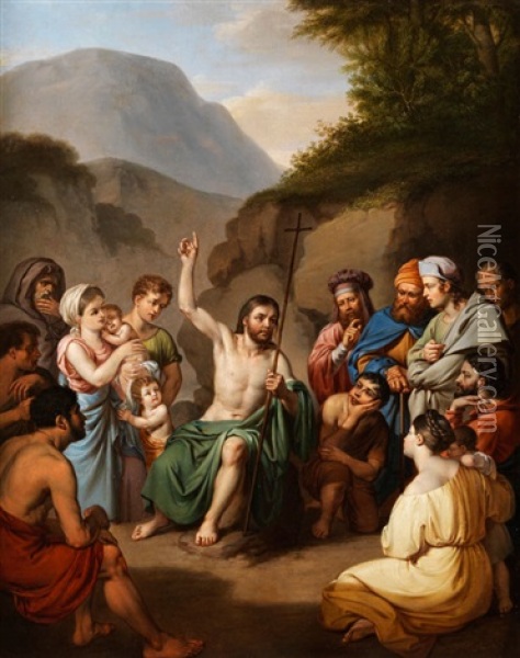 Die Predigt Des Heiligen Johannes Baptist Oil Painting - Jules Claude Ziegler