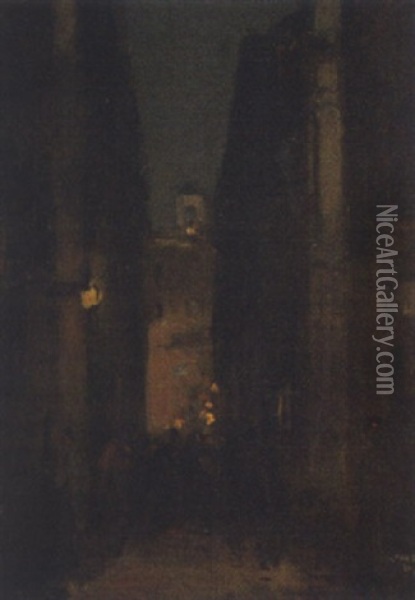 Romische Strase Bei Nacht Oil Painting - Amandus Faure