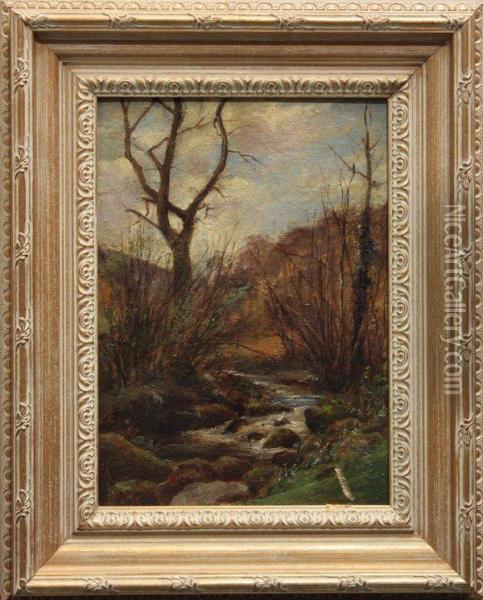Stream Through Woods Oil Painting - William Louis Ii Sonntag