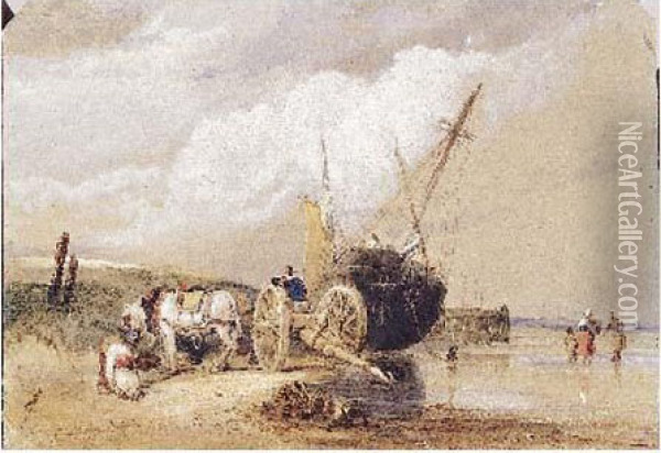 La Plage A Calais Oil Painting - William Clarkson Stanfield