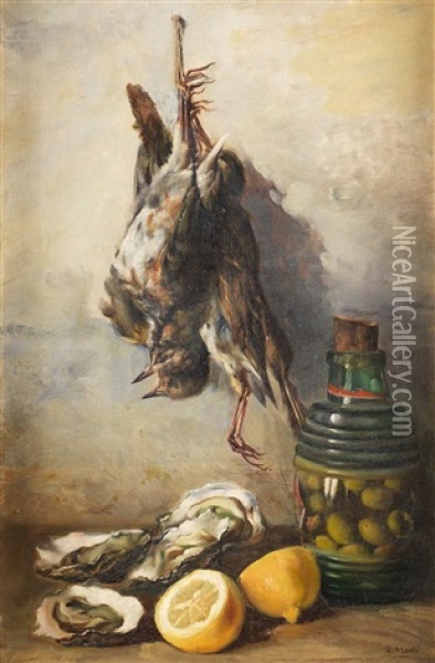 Bodegon Con Caza Muerta Y Ostras Oil Painting - Ricardo Marti Aguilo