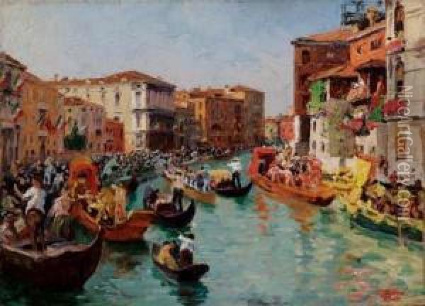 Festa A Venezia Oil Painting - Stefano Novo