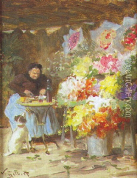 Le Repas De La Marchande De Fleurs Oil Painting - Victor Gabriel Gilbert