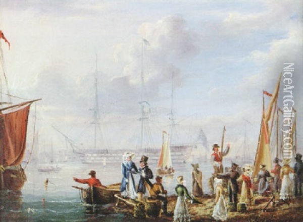 Disembarking At Portsmouth Oil Painting - William Adolphus Knell