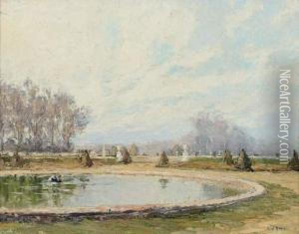 Piece D'eau, Versailles 1926 Oil Painting - Rene Hanin