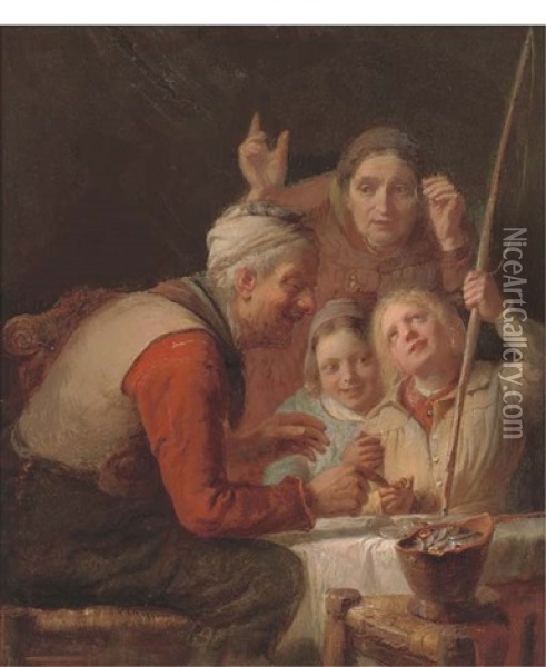 At The Pawnbrokers Oil Painting - Ferdinand de Braekeleer the Elder
