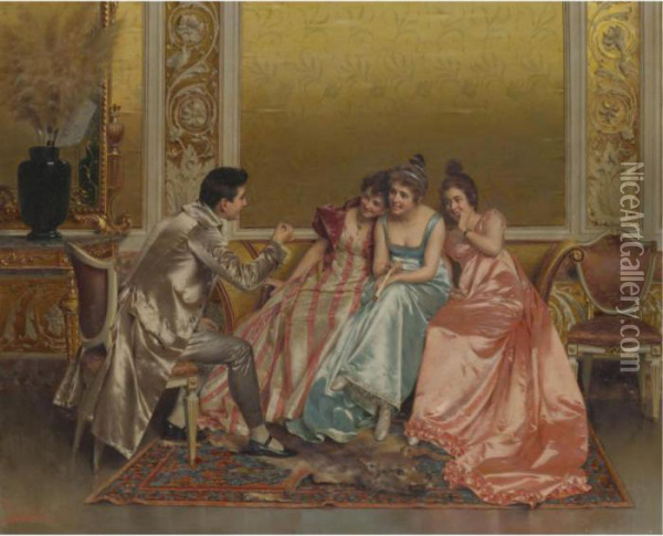 A Captive Audience Oil Painting - Vittorio Reggianini