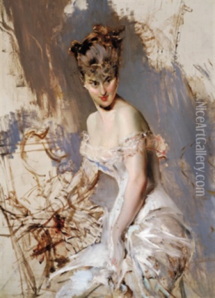 Bildnis Der Schauspielerin Alice Regnault Oil Painting - Giovanni Boldini