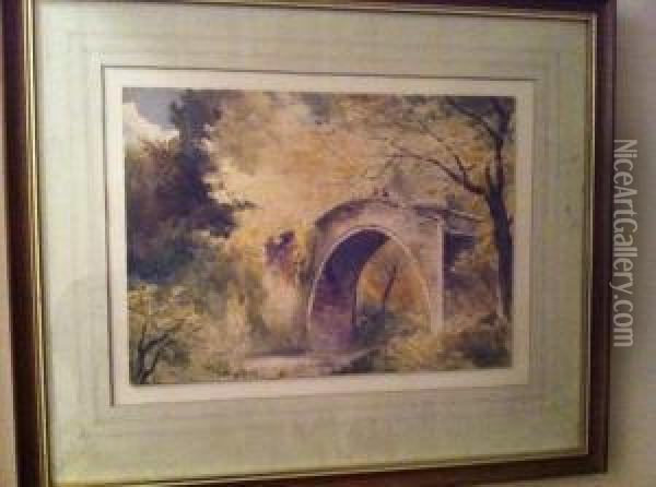 The Old Bridge Oil Painting - John Blair