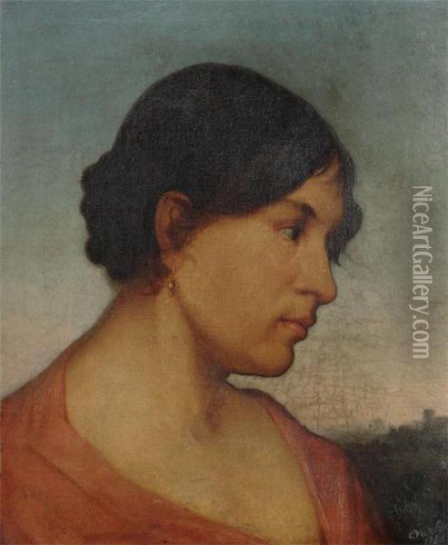 Portrait Of A Woman In Profile Oil Painting - Carle van Loo