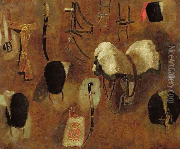 Studies of Military Accoutrements a study for The Battle of Waterloo Oil Painting - George Jones