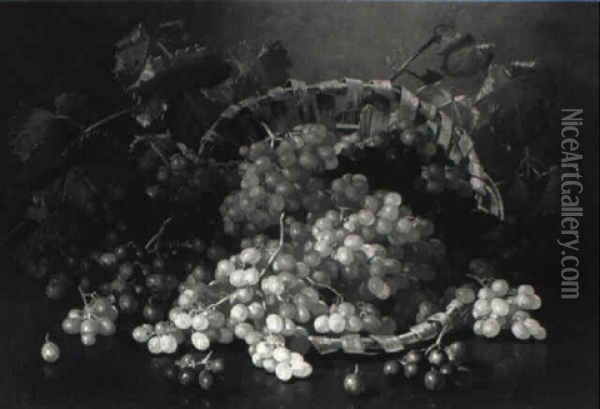 Basket Of Grapes Oil Painting - Edward Chalmers Leavitt