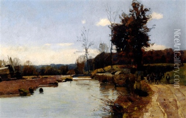 Herbstliche Flusslandschaft Oil Painting - Bernhard Buttersack
