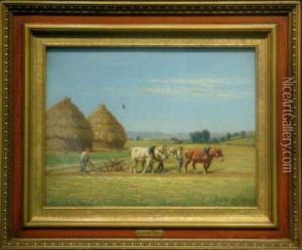 Plowing The Field Oil Painting - Charles Clair