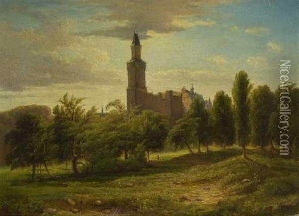 Burg Kronberg Oil Painting - Anton Becker