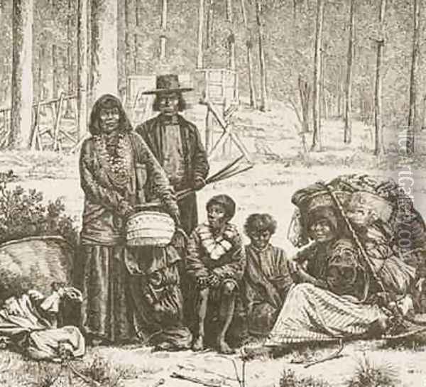 Native American family group west of the Rocky Mountains 1880 Oil Painting - Reverend Samuel Manning