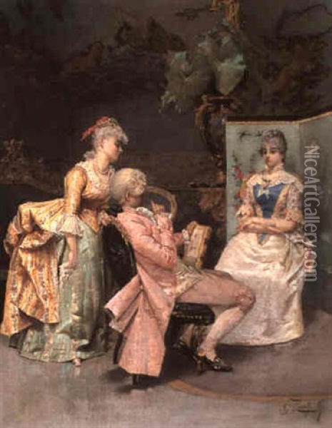 The Sitting Oil Painting - Giulio Rosati