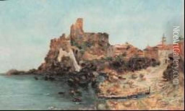 Castello Di Aci Castello Oil Painting - Antonino Leto