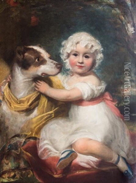 Young Girl With Hound Oil Painting - Sir William Beechey