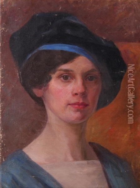 Kobieta W Berecie Oil Painting - Stanislaw Sawiczewski