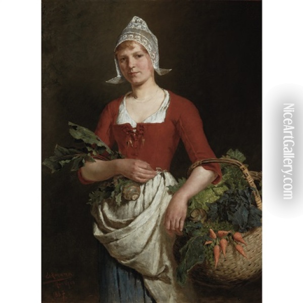 The Vegetable Seller Oil Painting - Otto Eckmann