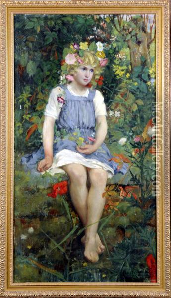 Jeune Fille Aux Fleurs Oil Painting - Emile Jacques