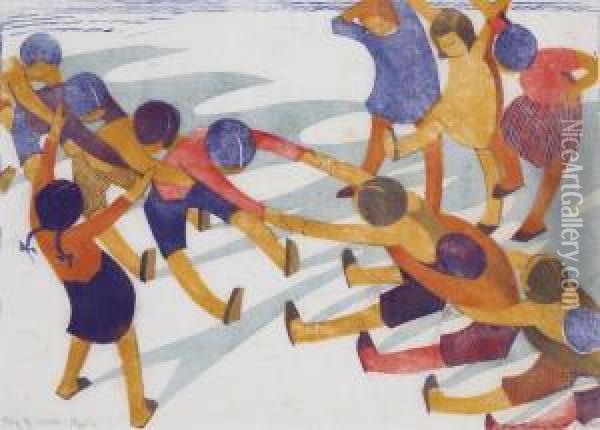 Tug Of War Oil Painting - Ethel L. Spowers