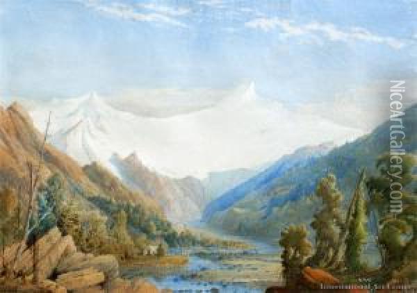 Surveyor's Camp, Mt. Aspiring Oil Painting - George O'Brien