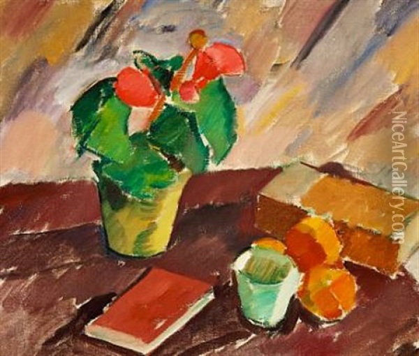 Begonia, Appelsin Og Cigaraeske Oil Painting - Karl Isakson