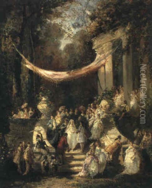 Die Hochzeitszeremonie Oil Painting - Auguste Maillet Rigon