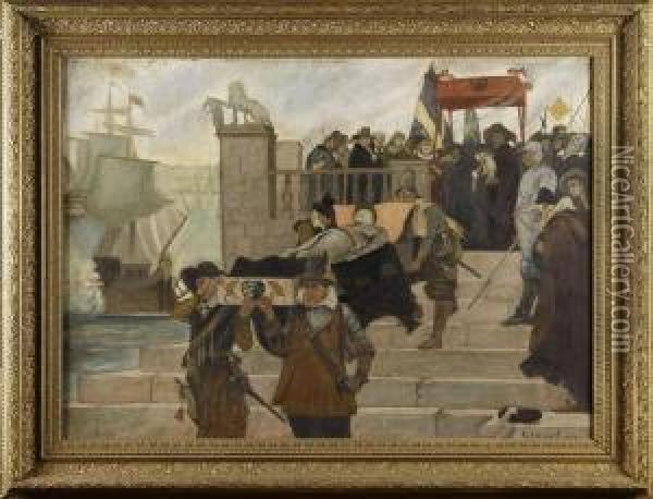 Gustav Ii Adolfs Likfard Oil Painting - Hilding Nyman