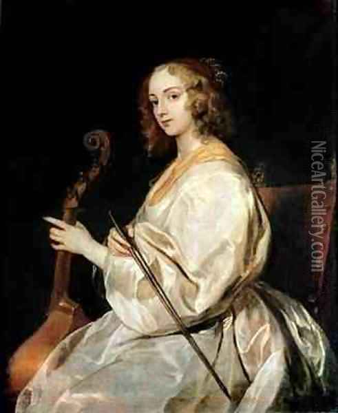 Young Woman Playing a Viola da Gamba Oil Painting - Sir Anthony Van Dyck