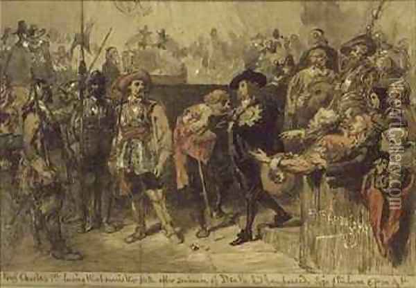 Charles I 1600-49 leaving Westminster Hall after the sentence of death had been passed Oil Painting - Sir John Gilbert