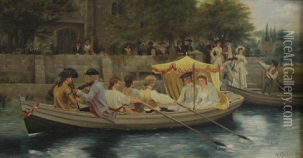 Wedding Scene Oil Painting - Henry Gillard Glindoni
