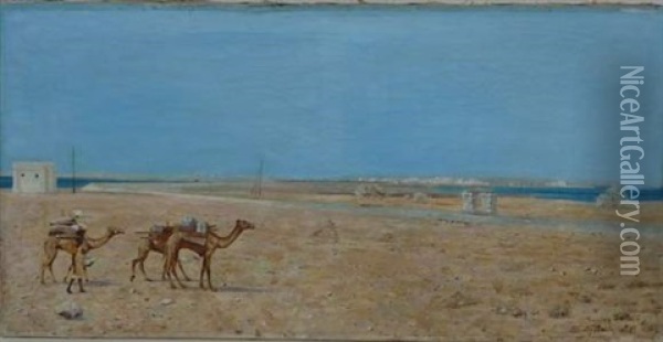 Vue De Djibouti Oil Painting - Tristan L. Jules Lacroix
