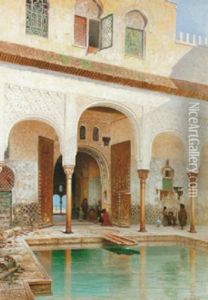 Palatsinterior - Alhambra Oil Painting - Frans Wilhelm Odelmark
